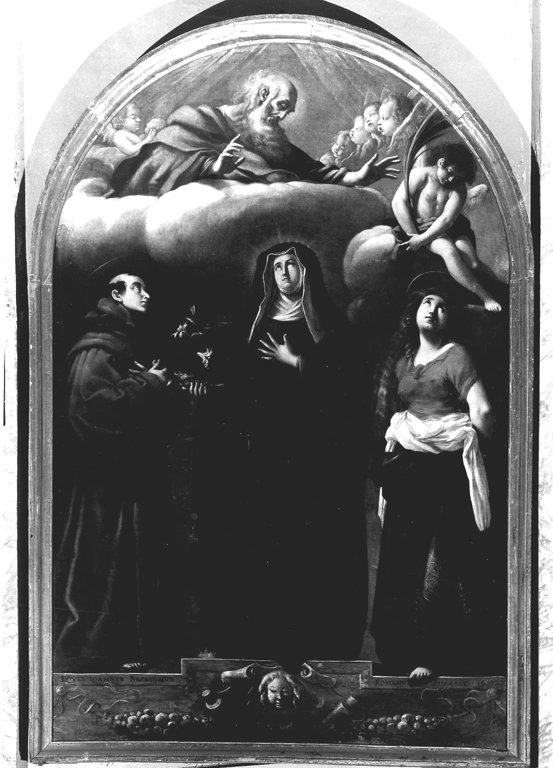 Dio Padre, un angelo e i Santi Antonio da Padova, Elisabetta d'Ungheria ed 